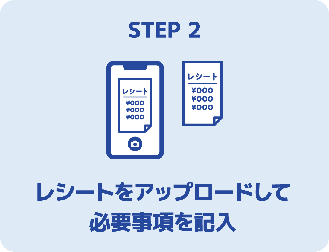 STEP 2 レシートをアップロードして必要事項を記入